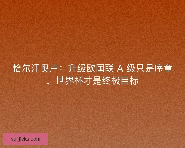 恰尔汗奥卢：升级欧国联 A 级只是序章，世界杯才是终极目标