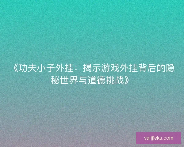 《功夫小子外挂：揭示游戏外挂背后的隐秘世界与道德挑战》